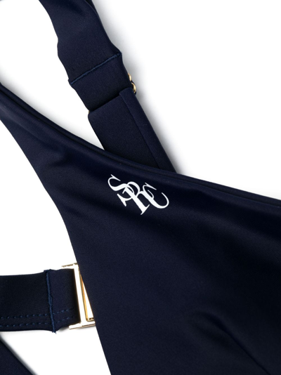 Shop Sporty And Rich Logo-print Bikini Top In Blau