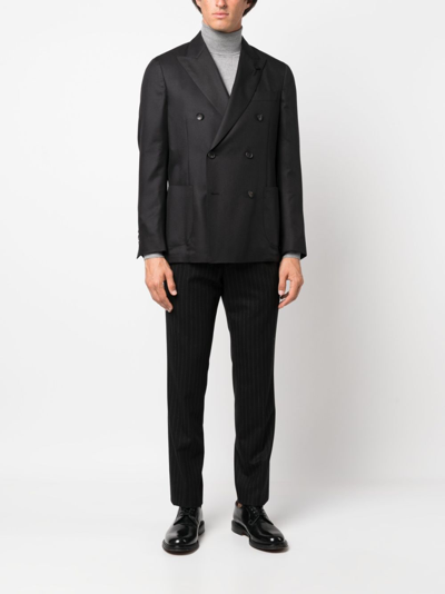 Shop Lardini Peak-lapels Double-breasted Blazer In Schwarz