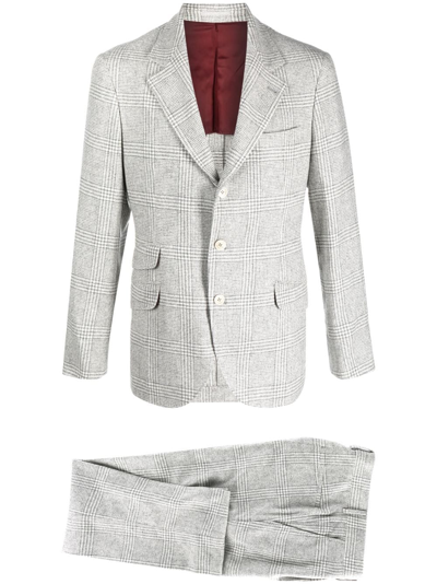 Shop Brunello Cucinelli Single-breasted Checked Suit In Grau