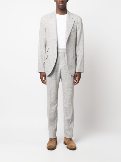 Shop Brunello Cucinelli Single-breasted Checked Suit In Grau