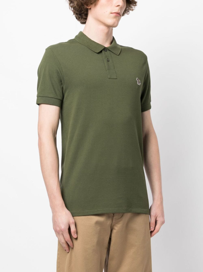 Shop Ps By Paul Smith Zebra-motif Cotton Polo Shirt In Green