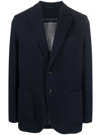 Shop Circolo 1901 Single-breasted Cotton-blend Blazer In Blue