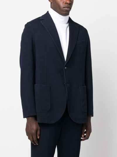 Shop Circolo 1901 Single-breasted Cotton-blend Blazer In Blue