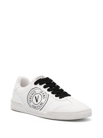 Shop Versace Jeans Couture Brooklyn V-emblem Sneakers In Weiss