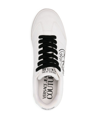 Shop Versace Jeans Couture Brooklyn V-emblem Sneakers In Weiss