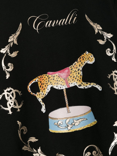 Shop Roberto Cavalli Junior Circus-print T-shirt In Black