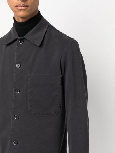 Shop Barena Venezia Spread-collar Cotton Shirt Jacket In Blau