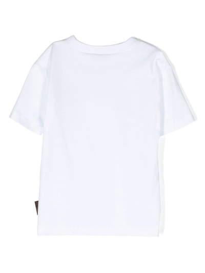Shop Roberto Cavalli Junior Crewneck Cotton T-shirt In White
