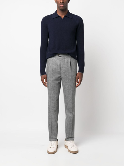 Brunello Cucinelli Pressed-crease Virgin Wool Trousers In Grau