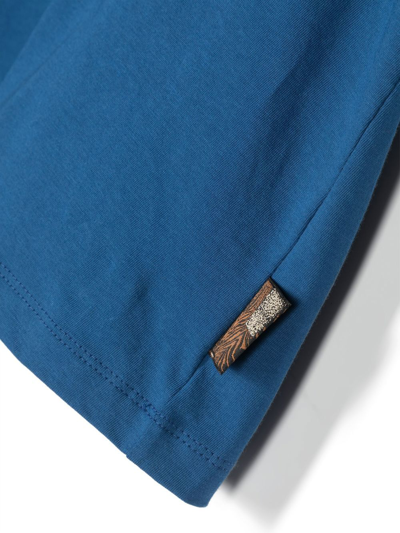 Shop Roberto Cavalli Junior Embroidered-logo Cotton Polo Shirt In Blue