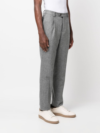 Brunello Cucinelli Pressed-crease Virgin Wool Trousers In Grau