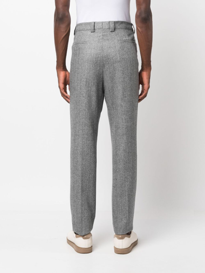 Brunello Cucinelli Pressed-crease Virgin Wool Trousers In Grau