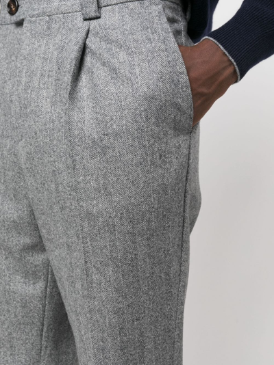 Brunello Cucinelli Pressed-crease Virgin Wool Trousers In Grau