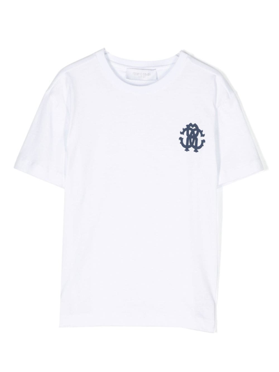Shop Roberto Cavalli Junior Logo-print Cotton T-shirt In White