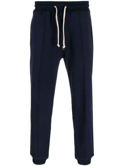 Shop Brunello Cucinelli Drawstring Cotton Track Pants In Blau