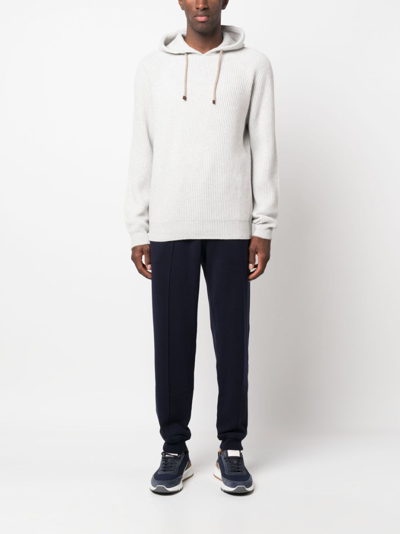 Shop Brunello Cucinelli Drawstring Cotton Track Pants In Blau