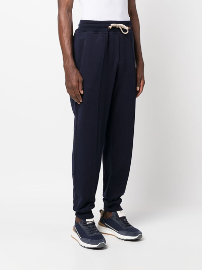 Shop Brunello Cucinelli Drawstring Cotton Track Pants In Blau