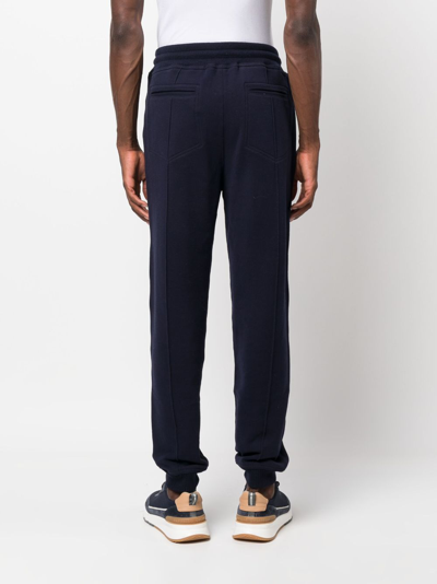 Shop Brunello Cucinelli Drawstring Cotton Track Pants In Blau