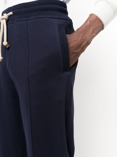 Shop Brunello Cucinelli Drawstring Cotton Track Pants In Blau