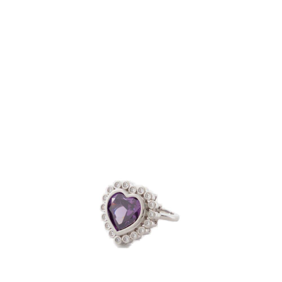 Shop Numbering Heart Embellishment Ring In Purple