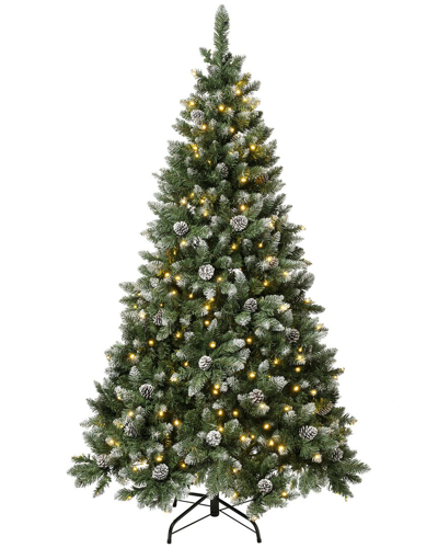 First Traditions 6ft Linden Spruce Slim Wrapped Tree With 250 Warm White Led Lights In Green