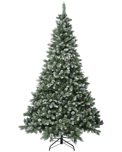 Shop First Traditions Oakley Hills Snow Tree With Pine Cones In Green