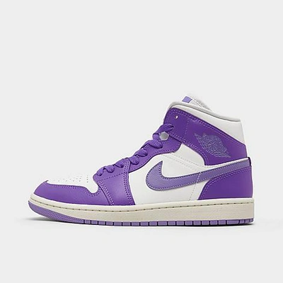 Shop Nike Women's Air Jordan Retro 1 Mid Casual Shoes In Action Grape/sky J Light Purple/sail