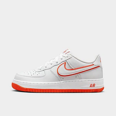 Shop Nike Big Kids' Air Force 1 Low Casual Shoes In White/picante Red/white