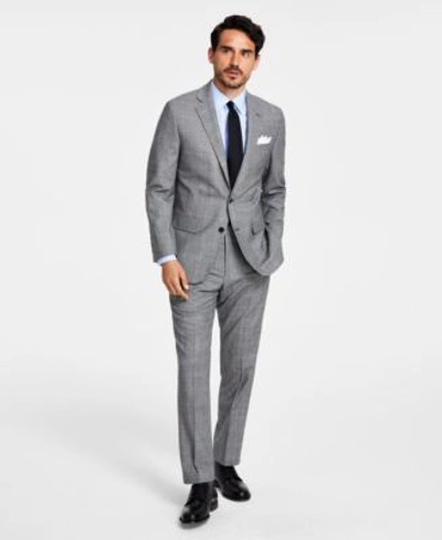 Shop Brooks Brothers B By  Mens Classic Fit Stretch Plaid Wool Blend Suit Separate In Grey Plaid