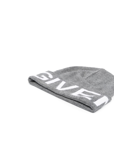 Shop Givenchy Logo-print Beanie Hat In Grey