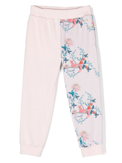 Shop Roberto Cavalli Junior Print-block Track Trousers In Pink
