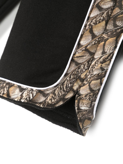 Shop Roberto Cavalli Junior Abstract-print Panelled Cotton Shorts In Black