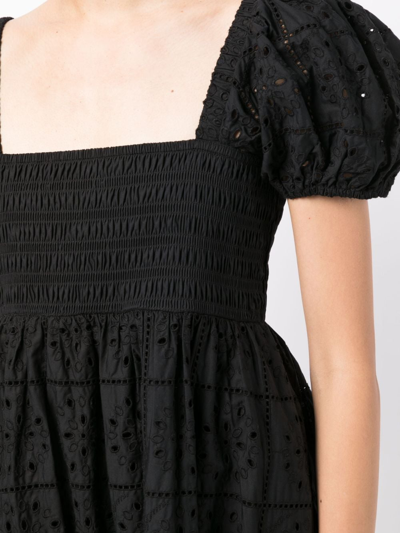 Shop Ganni Broderie-anglaise Plissé Maxi Dress In Black