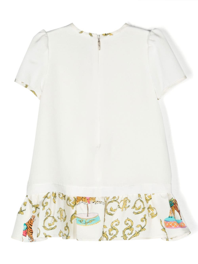 Shop Roberto Cavalli Junior Filigree-print Silk Dress In 00005