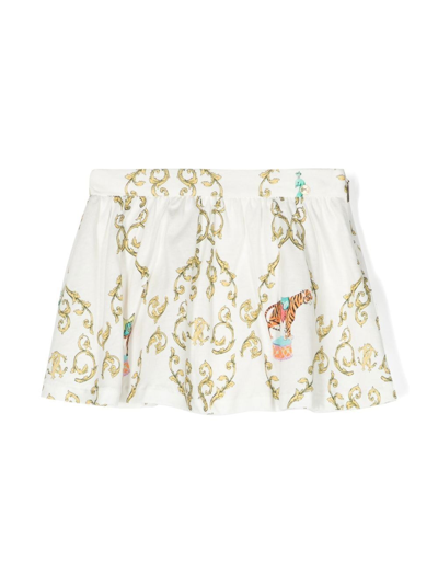 Shop Roberto Cavalli Junior Graphic-print Skirt In White