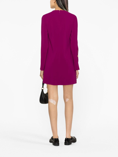 Shop Pinko Button-detail Long-sleeve Minidress In Purple