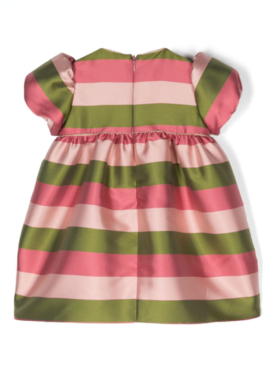 Shop La Stupenderia Stripe-print Cotton Dress In Green