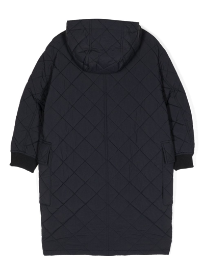 Shop Emporio Armani Quilted-finish Hooded Coat In Black