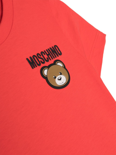 Shop Moschino Leo Teddy Cotton T-shirt In Red