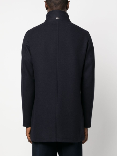 Shop Herno High-neck Concealed-fastening Coat In Blue