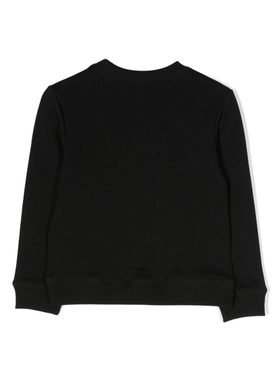 Shop Lanvin Enfant Logo-embroidered Cotton Sweatshirt In Black