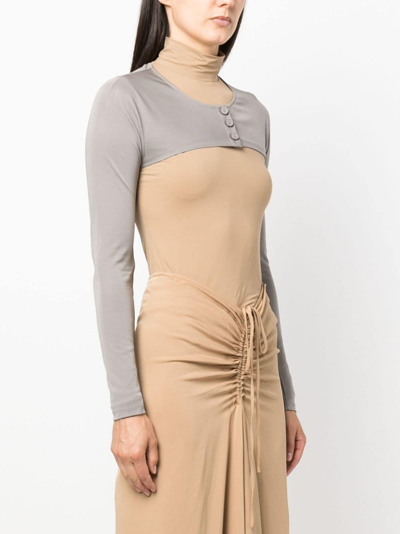 Christopher Esber Long-sleeve Cropped Top In Grey