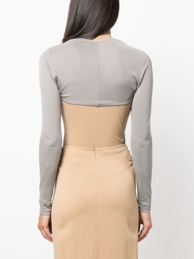 Christopher Esber Long-sleeve Cropped Top In Grey