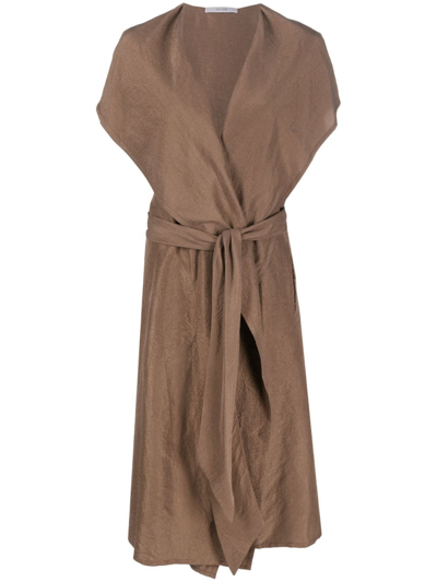 Shop Dušan Short-sleeve Silk Gilet In Brown