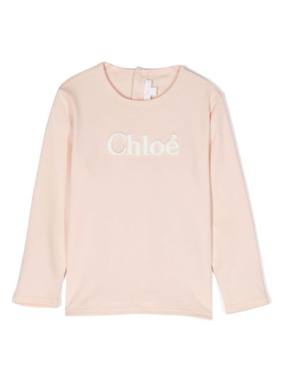 Shop Chloé Logo-patch Cotton T-shirt In Pink