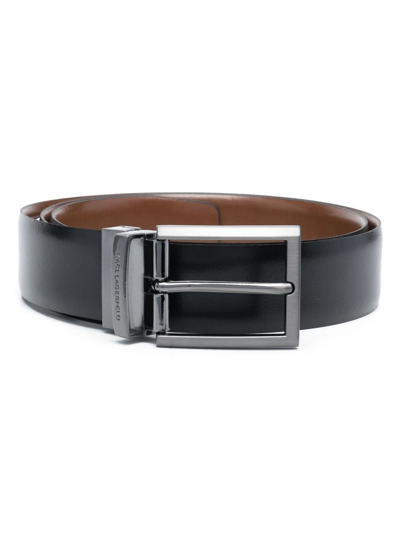 Shop Karl Lagerfeld Buckled Leather Belt In Black