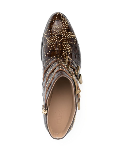 Shop Chloé Susanna 50mm Studded Ankle Boots In Brown