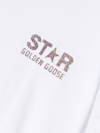 Shop Golden Goose Glittery-logo Cotton T-shirt In White