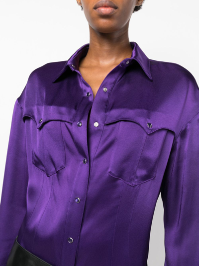 Shop Tom Ford Western-style Satin Shirt In Purple