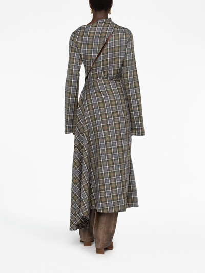 Shop Jade Cropper Checked Asymmetric Midi Dress In Grey
